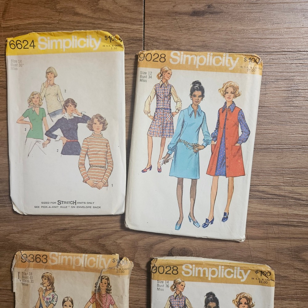 Lot of 6 Vintage 1970s Simplicity Women's Clothing Sewing Patterns Size 12 14 18 - Picture 2 of 7